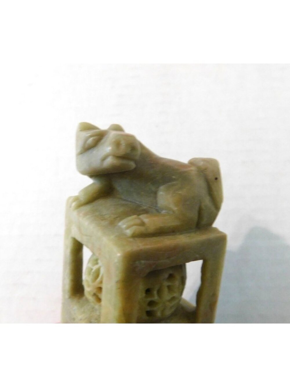 Chinese Carved Seal Stamp "Dolly" Vintage 1980s Soapstone Decorative Box - Picture 12 of 15